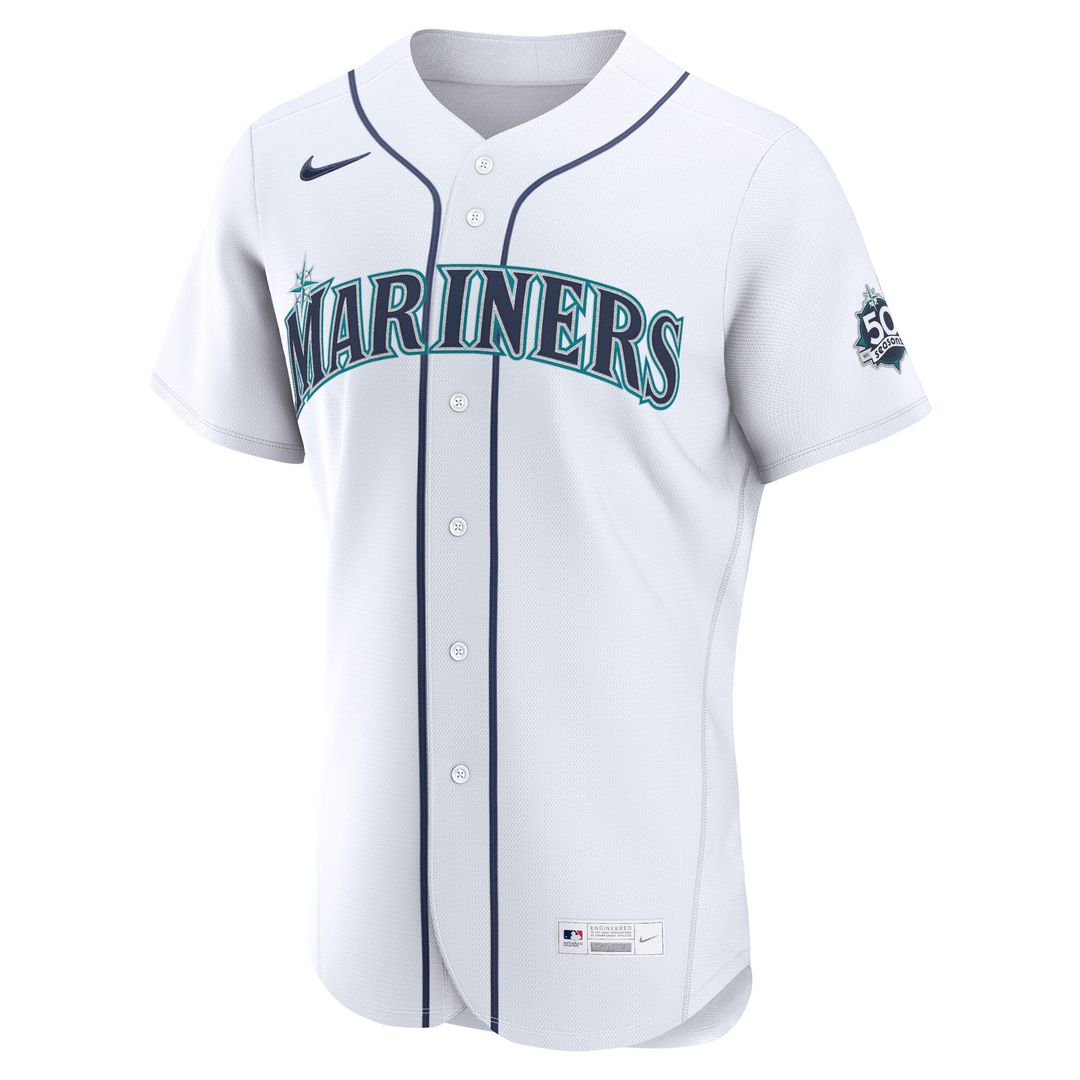 Seattle Mariners George Kirby Nike White Home 50th Season Authentic Jersey product image 2, provided for visual reference