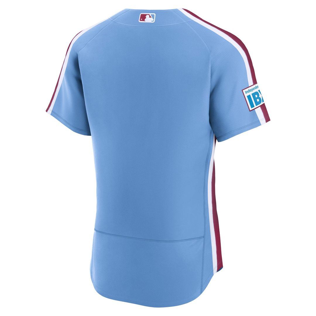 Philadelphia Phillies Nike Light Blue Alternate Sponsor Patch Authentic Jersey product image 3, provided for visual