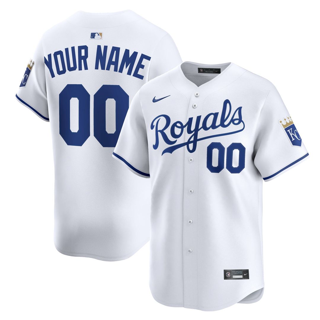 Kansas City Royals Nike White Home Limited Custom Jersey product image 1, provided for visual reference and product detail