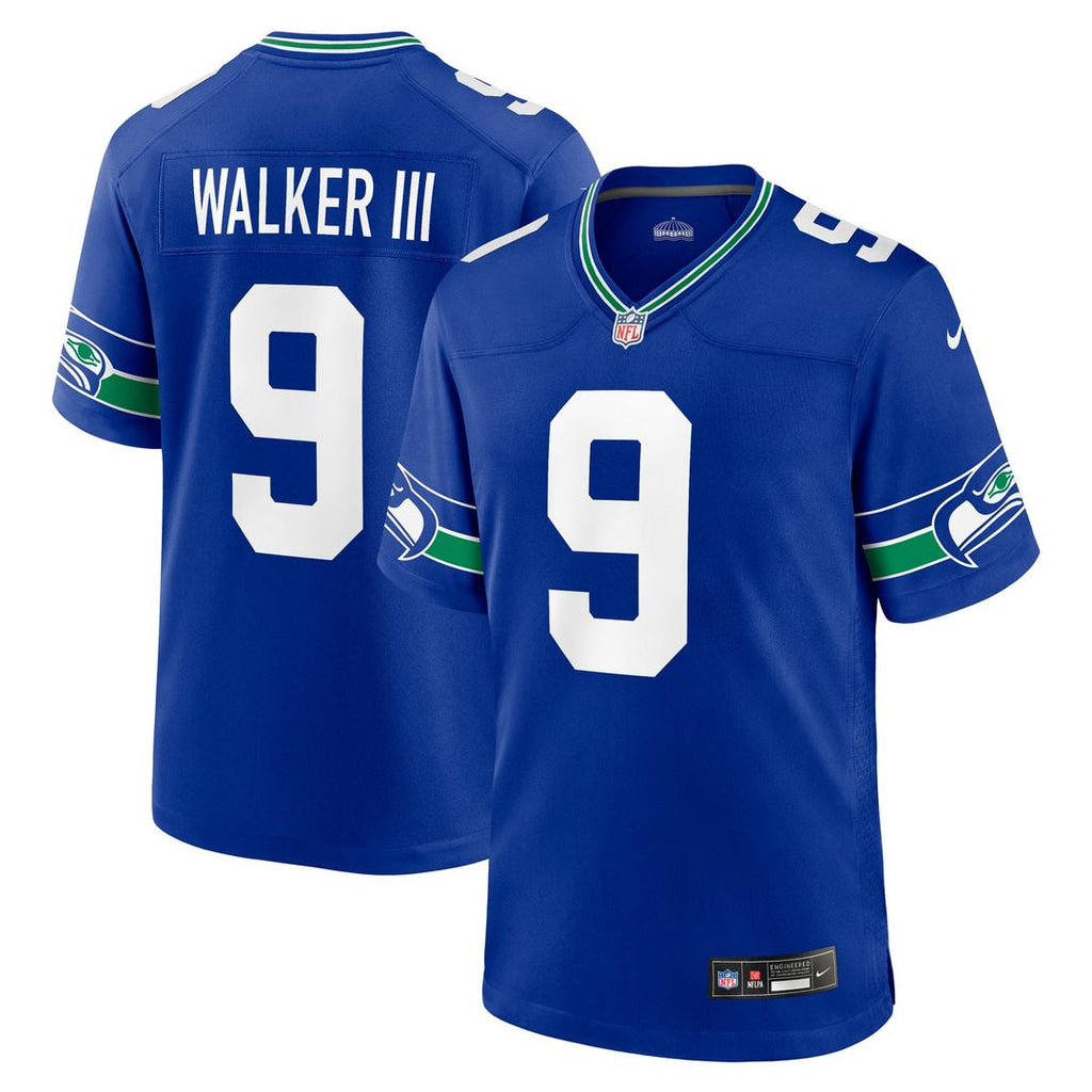 Seattle Seahawks Kenneth Walker III Nike Royal Throwback Player Game Jersey product image 1, provided for visual reference