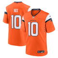 Denver Broncos Bo Nix Nike Orange Player Game Jersey product image 1, provided for visual reference and product detail review