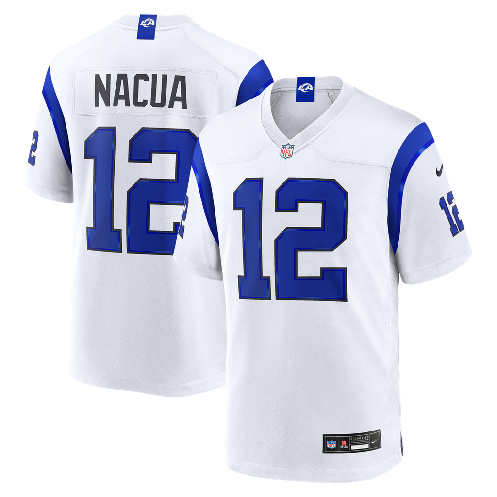 Los Angeles Rams Puka Nacua Nike Fearsome White Game Jersey product image 1, provided for visual reference and product