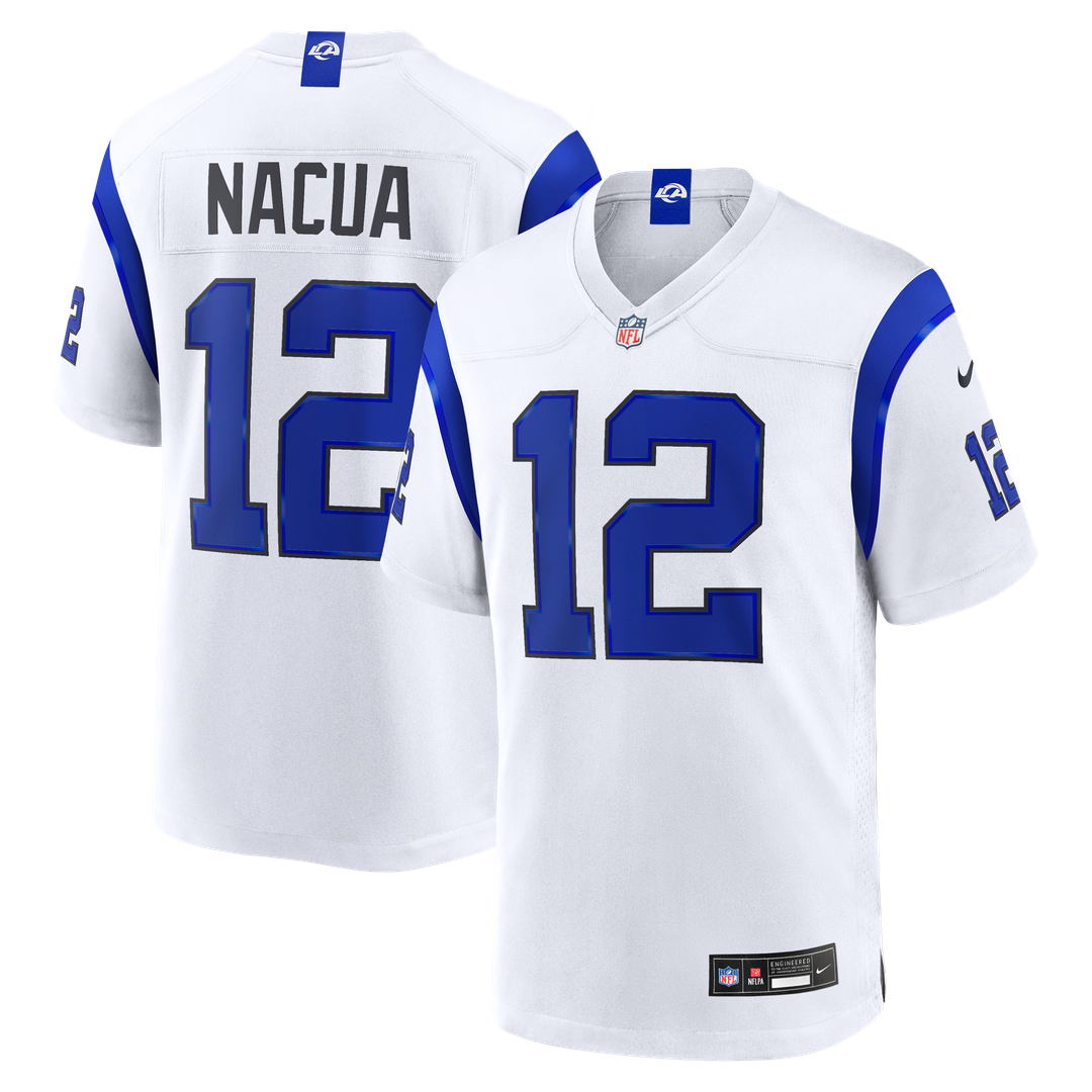 Los Angeles Rams Puka Nacua Nike Fearsome White Game Jersey product image 1, provided for visual reference and product