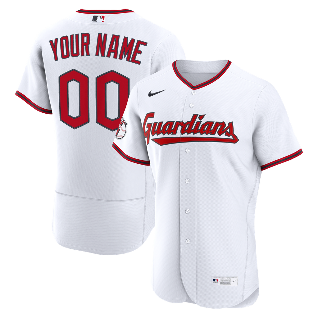 Cleveland Guardians Nike White Home Authentic Custom Jersey product image 1, provided for visual reference and product