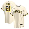 Milwaukee Brewers Dustin May Nike Cream Home Replica Jersey product image 1, provided for visual reference and product