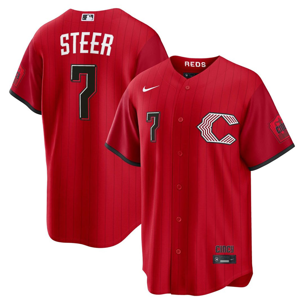Cincinnati Reds Spencer Steer Nike Red 2026 City Connect Stadium Jersey product image 1, provided for visual reference and
