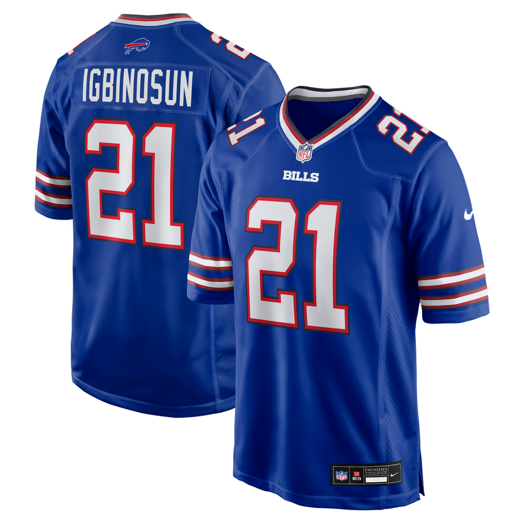 Buffalo Bills Davison Igbinosun Nike Royal Team Game Jersey product image 1, provided for visual reference and product