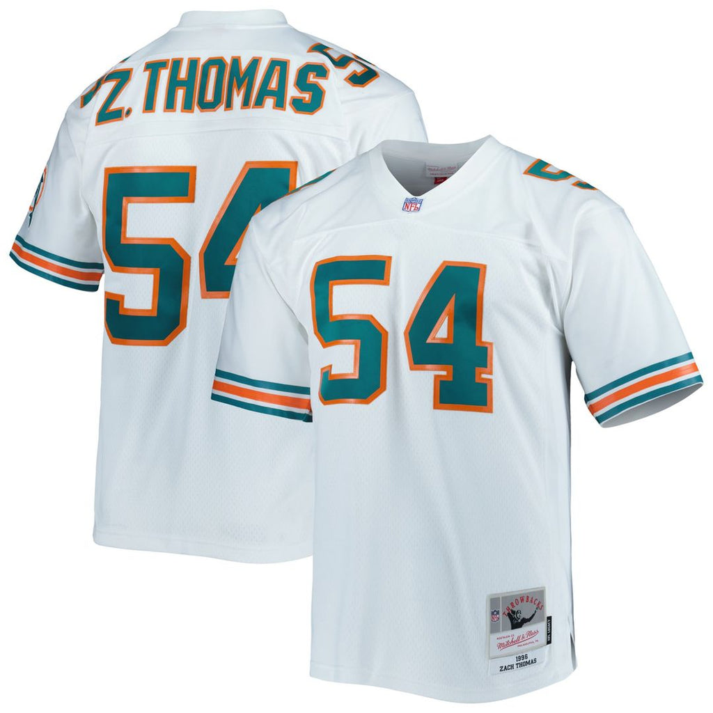 Miami Dolphins Zach Thomas Mitchell & Ness White Legacy Replica Jersey product image 1, provided for visual reference and