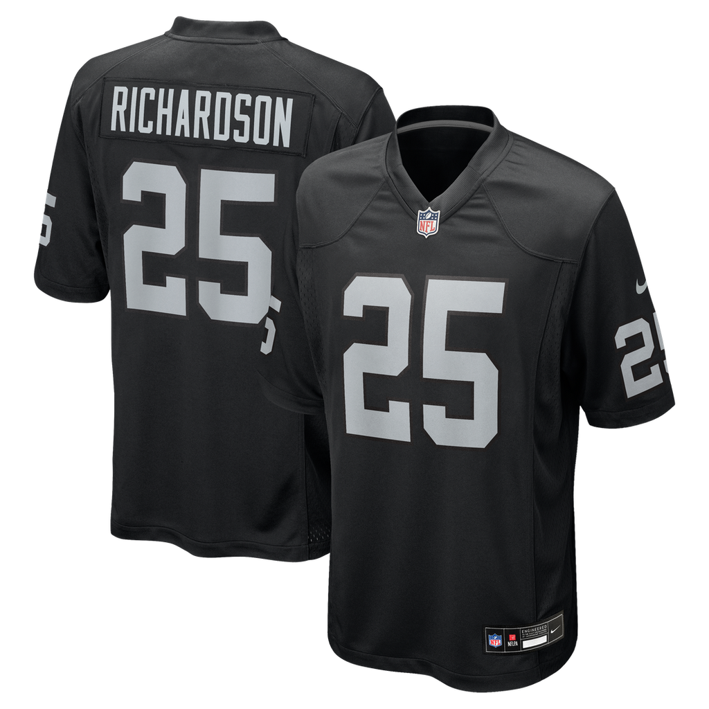 Las Vegas Raiders Decamerion Richardson Nike Black Team Game Jersey product image 1, provided for visual reference and