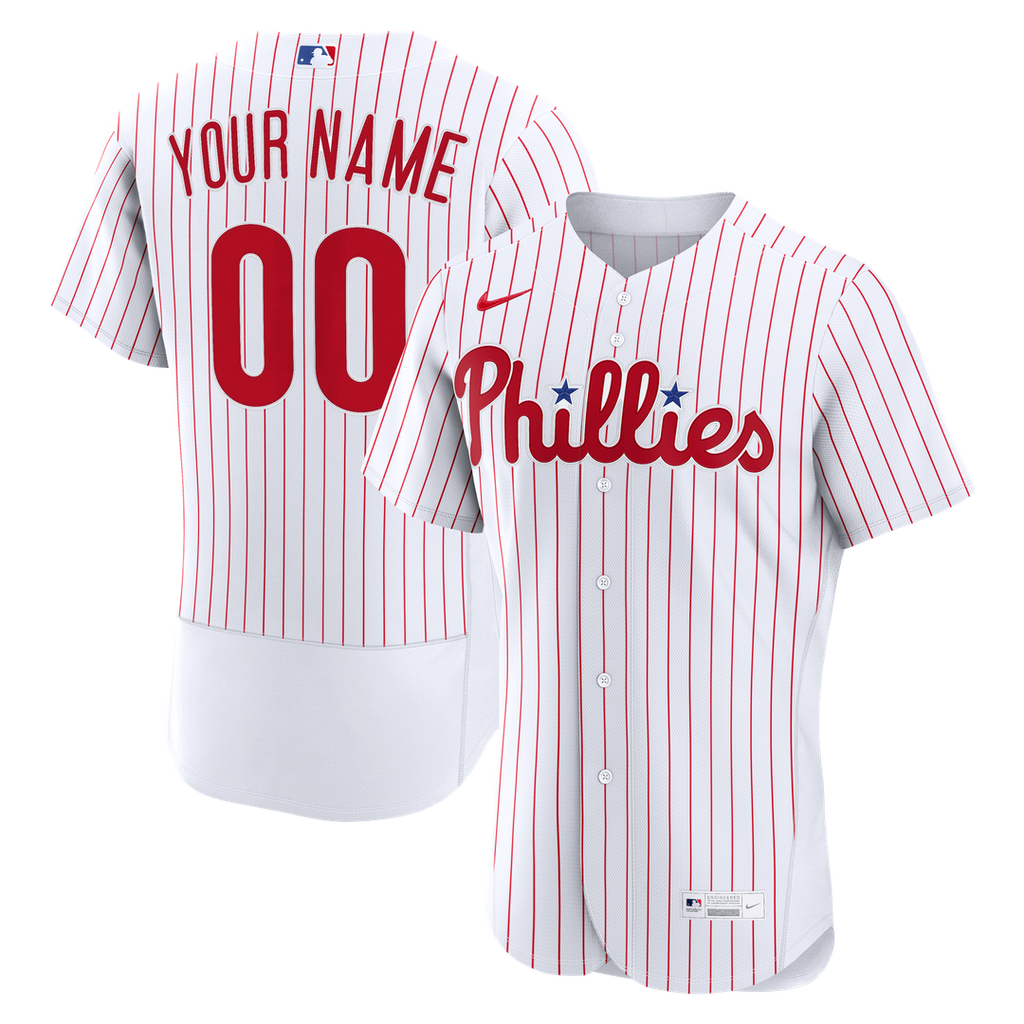 Philadelphia Phillies Nike White Home Authentic Custom Jersey product image 1, provided for visual reference and product