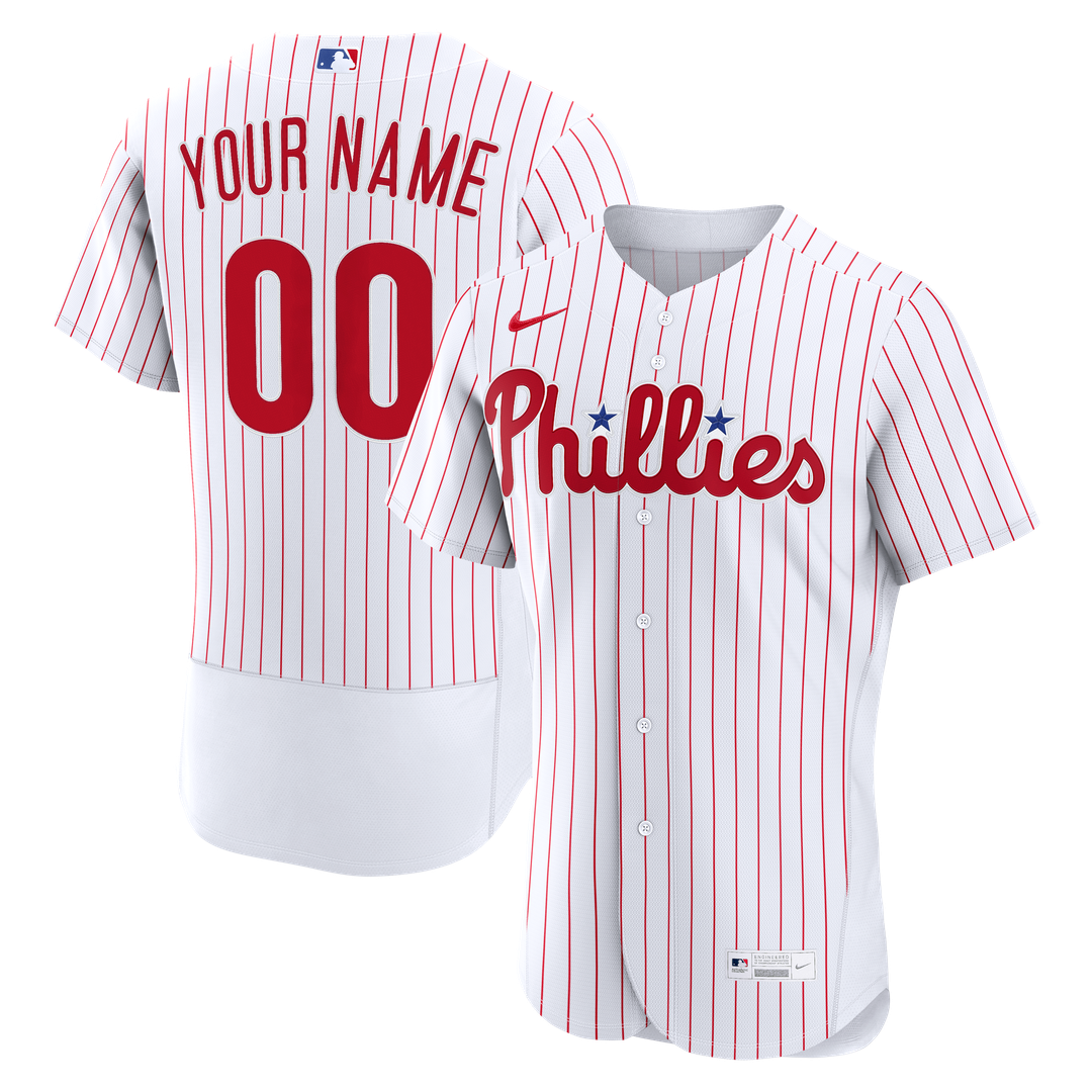 Philadelphia Phillies Nike White Home Authentic Custom Jersey product image 1, provided for visual reference and product