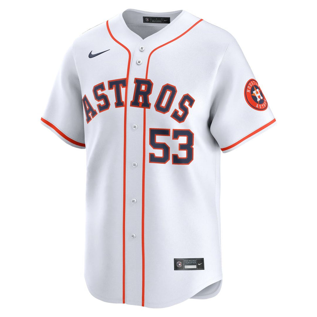 Houston Astros Cristian Javier Nike White Home Limited Player Jersey product image 2, provided for visual reference and