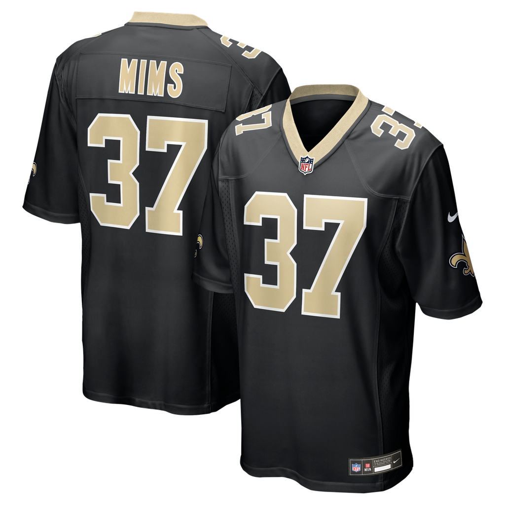 New Orleans Saints Jordan Mims Nike Black Team Game Jersey product image 1, provided for visual reference and product detail