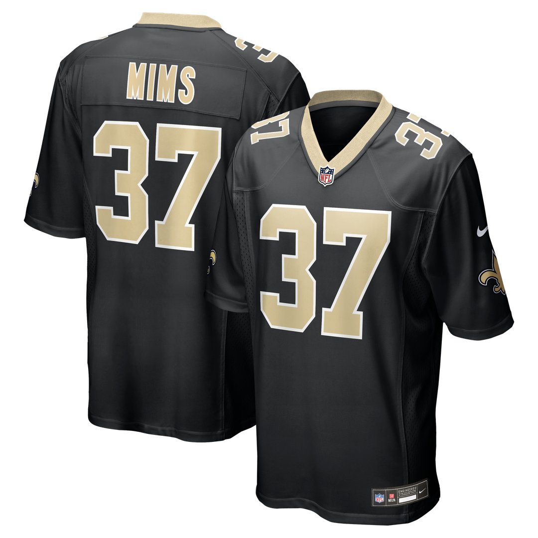 New Orleans Saints Jordan Mims Nike Black Team Game Jersey product image 1, provided for visual reference and product detail