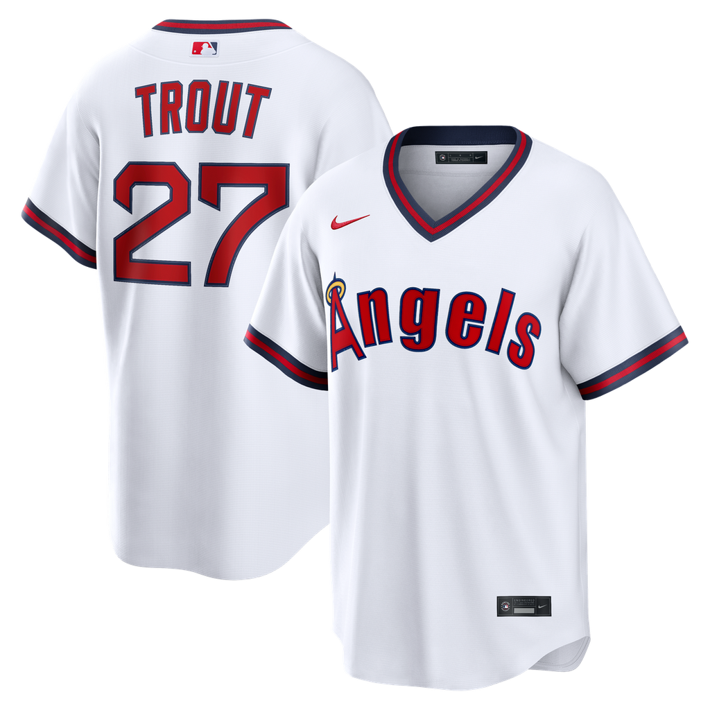 Los Angeles Angels Mike Trout Nike White Alternate Replica Jersey product image 1, provided for visual reference and product