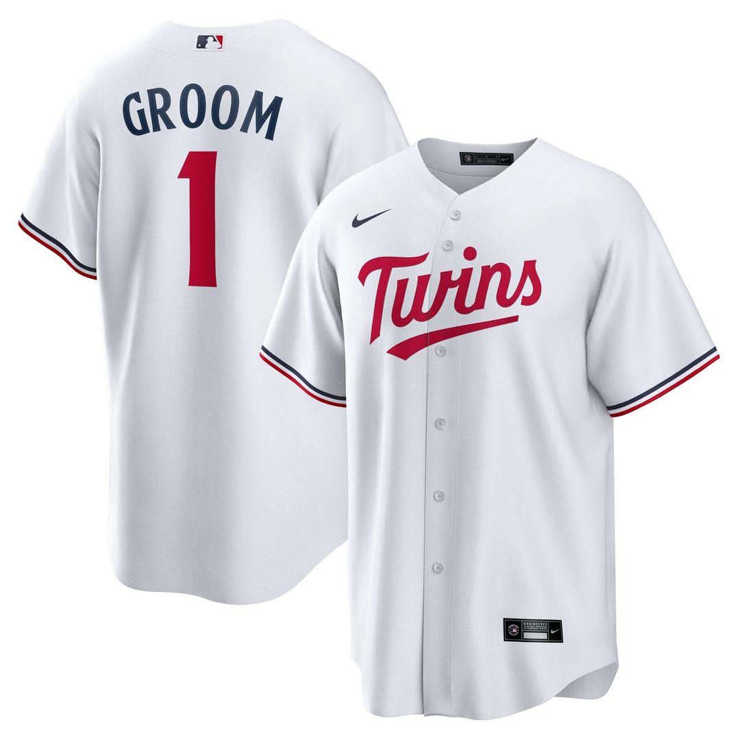 Minnesota Twins Nike White #1 Groom Home Replica Jersey product image 1, provided for visual reference and product detail