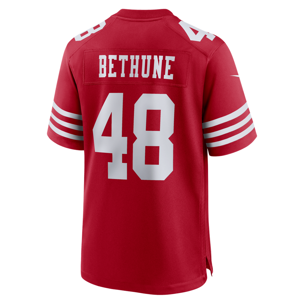 San Francisco 49ers Tatum Bethune Nike Scarlet Game Jersey product image 3, provided for visual reference and product detail