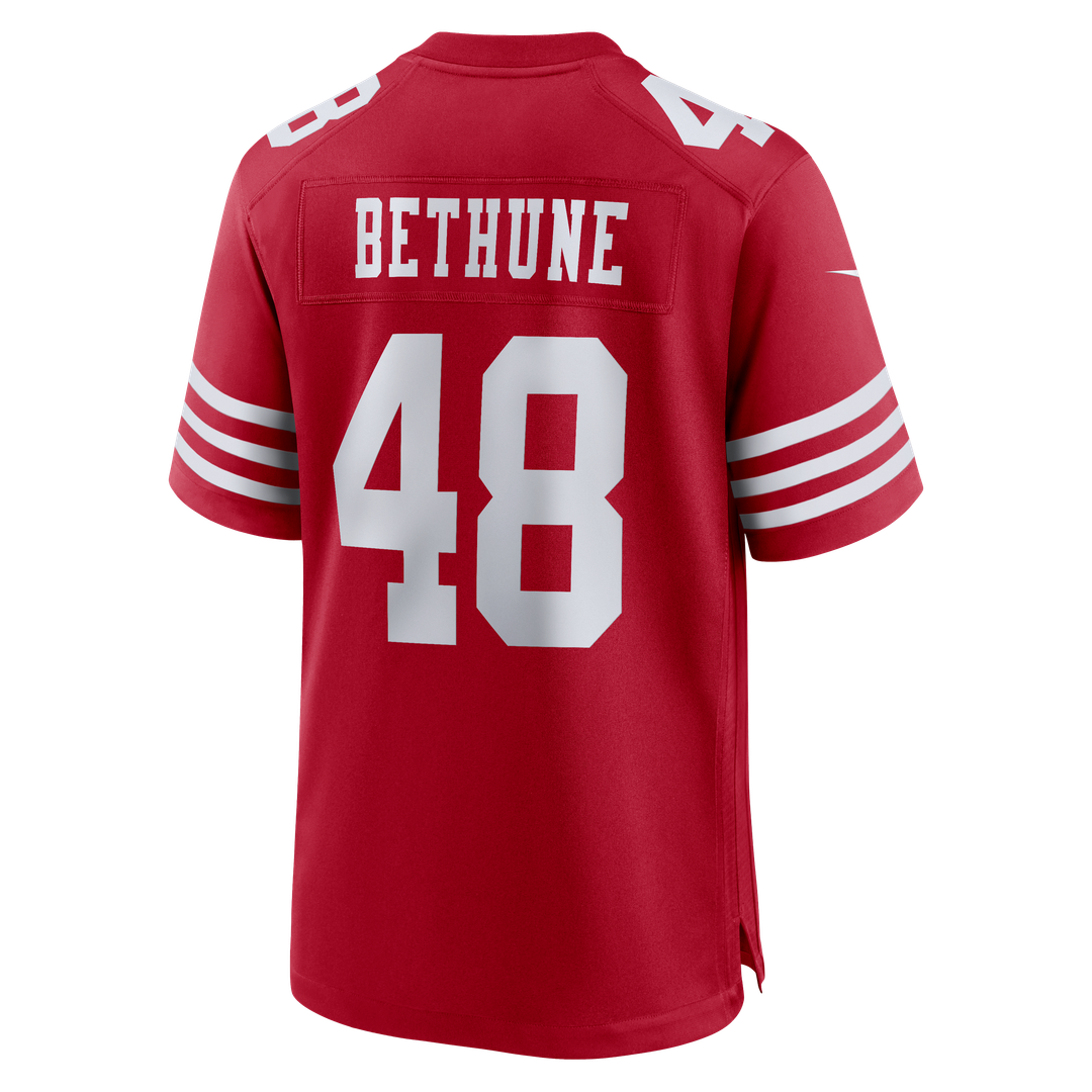 San Francisco 49ers Tatum Bethune Nike Scarlet Game Jersey product image 3, provided for visual reference and product detail