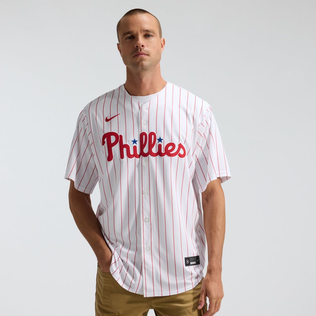 Philadelphia Phillies Nike White Home Replica Team Jersey product image 1, provided for visual reference and product detail