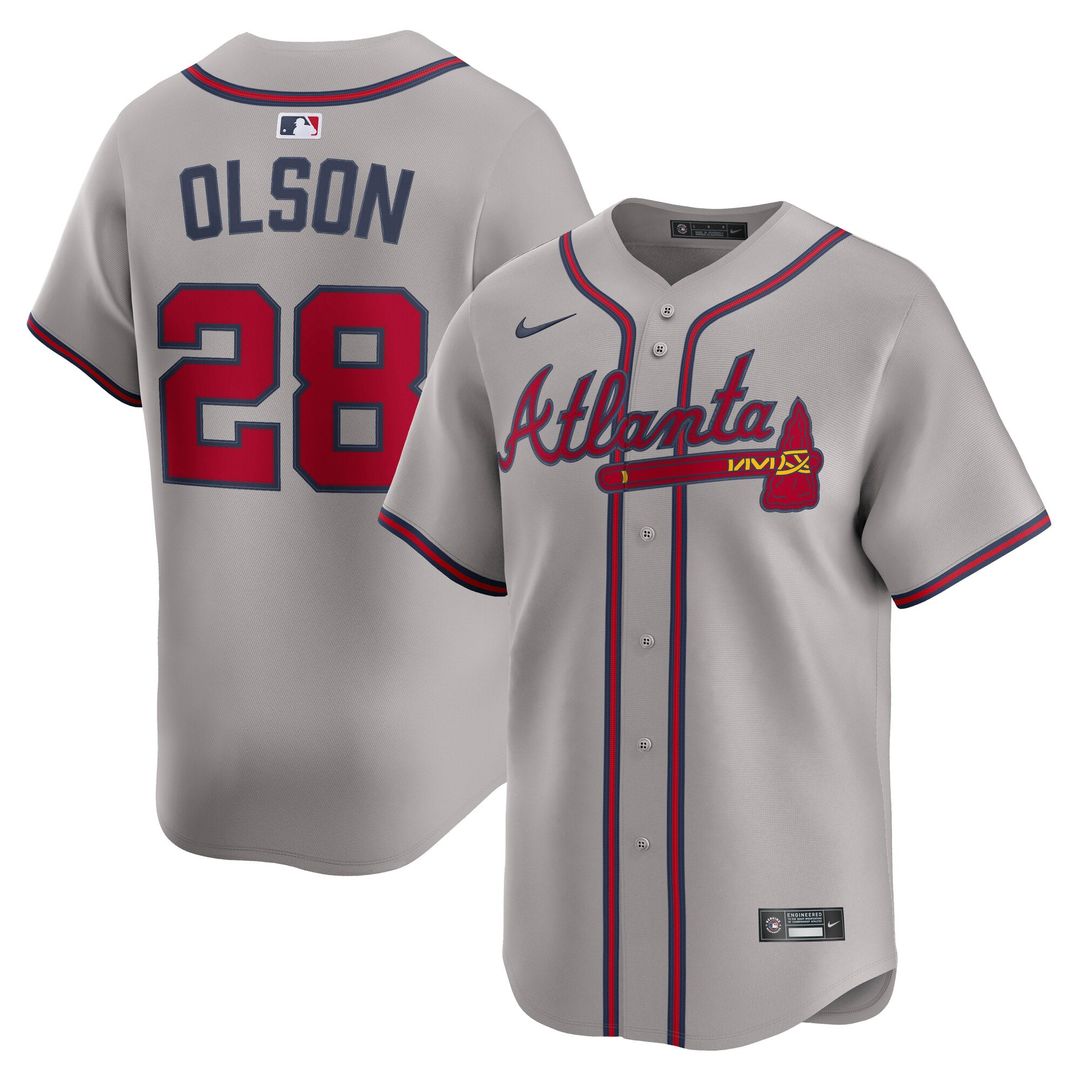 Atlanta Braves Matt Olson Nike Gray Road Limited Player Jersey product image 1, provided for visual reference and product