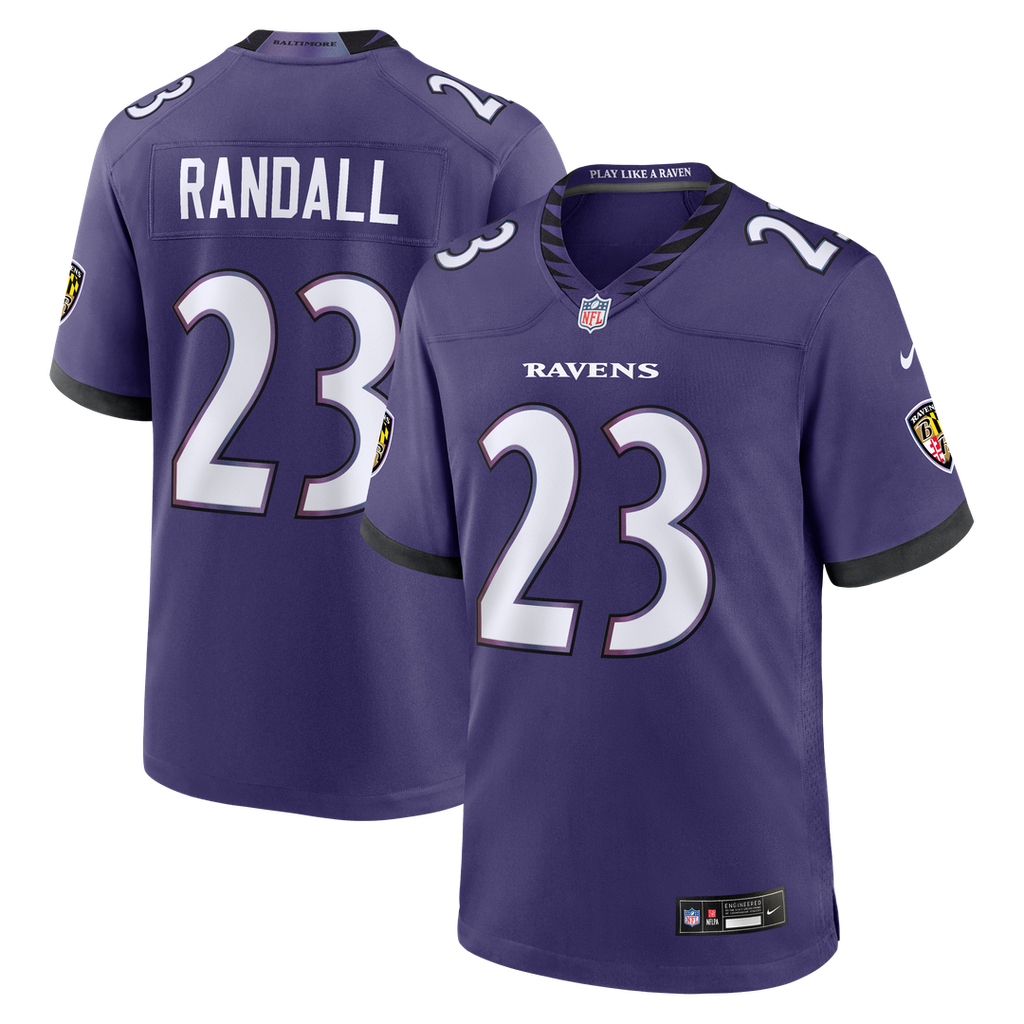 Baltimore Ravens Adam Randall Nike Purple Team Game Jersey product image 1, provided for visual reference and product detail