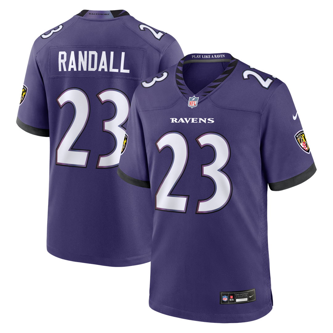 Baltimore Ravens Adam Randall Nike Purple Team Game Jersey product image 1, provided for visual reference and product detail