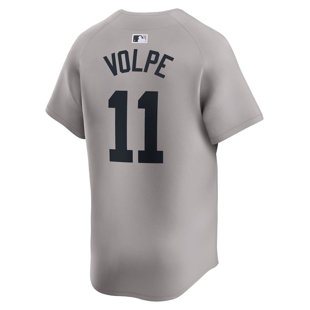 New York Yankees Anthony Volpe Nike Gray Away Limited Player Jersey product image 6, provided for visual reference and