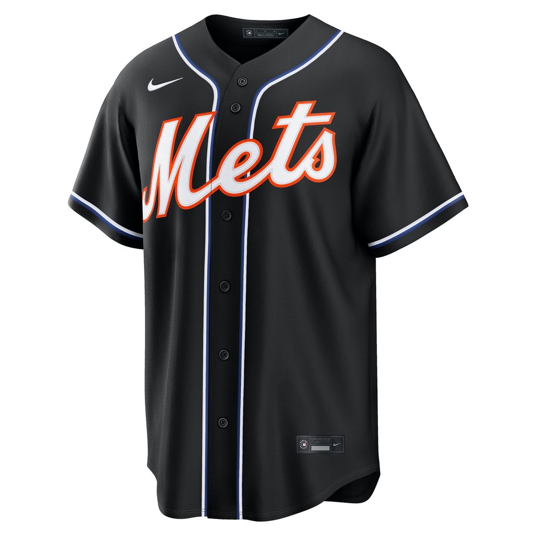 New York Mets Francisco Lindor Nike Fashion Replica Black Out Jersey product image 2, provided for visual reference and
