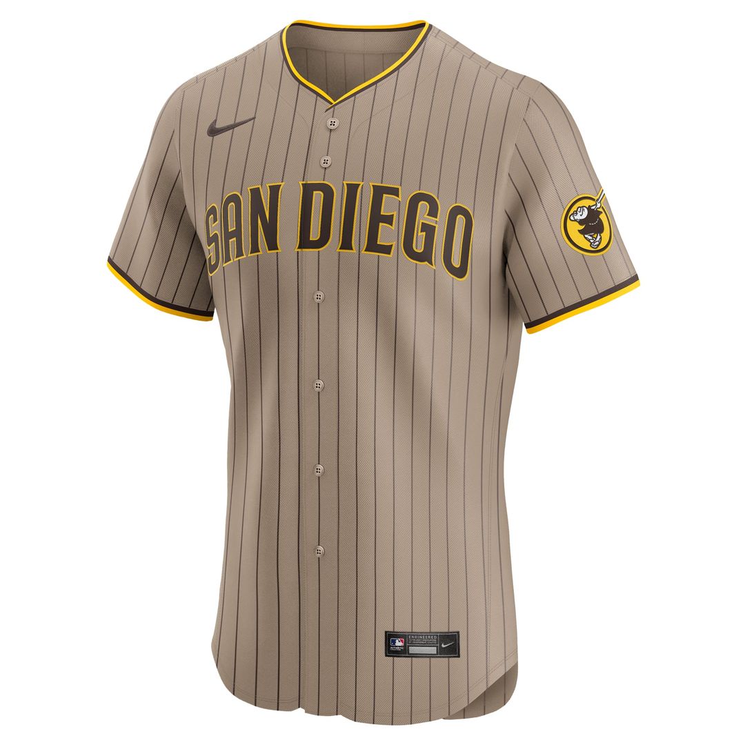 San Diego Padres Fernando Tatis Jr. Nike Khaki Sand Elite Jersey product image 5, provided for visual reference and product