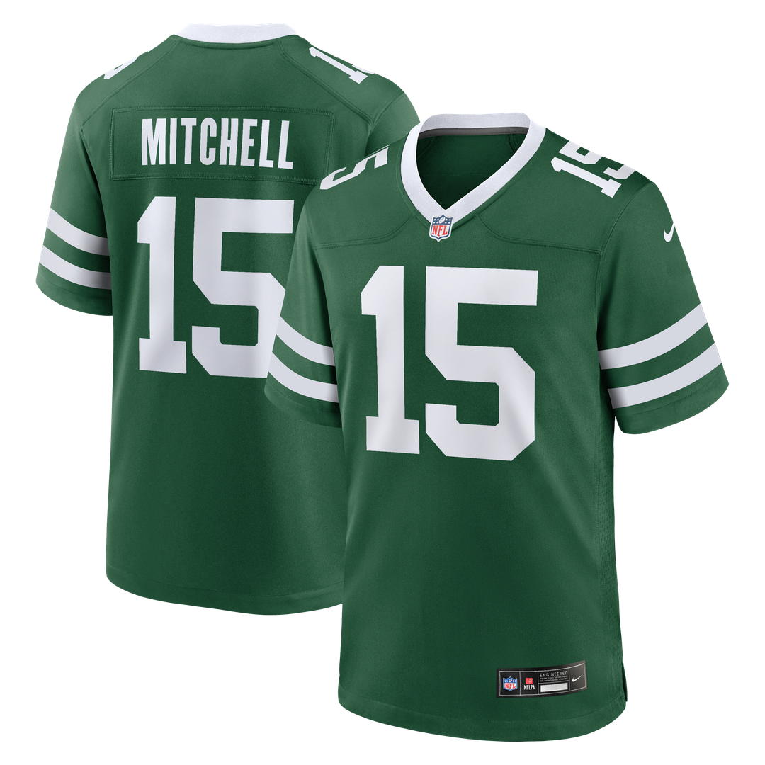 New York Jets Adonai Mitchell Nike Legacy Green Team Game Jersey product image 1, provided for visual reference and product