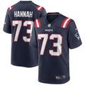 New England Patriots John Hannah Nike Navy Game Retired Player Jersey product image 1, provided for visual reference and