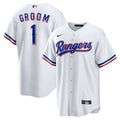 Texas Rangers Nike White #1 Groom Home Replica Jersey product image 1, provided for visual reference and product detail