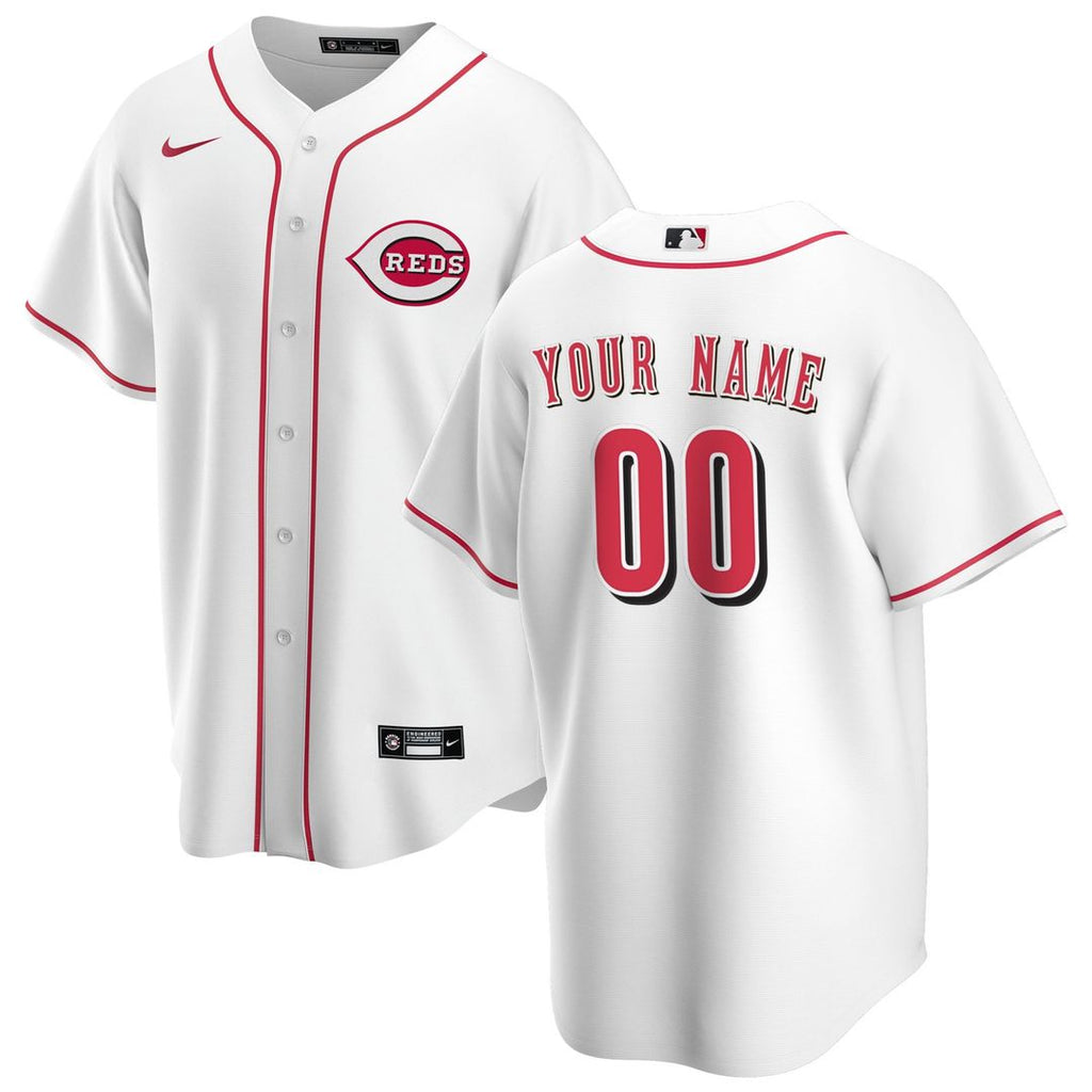 Cincinnati Reds Nike White Home Replica Custom Jersey product image 1, provided for visual reference and product detail