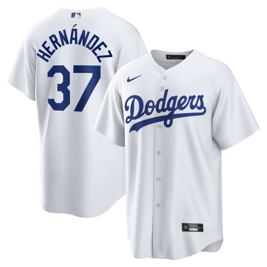 Los Angeles Dodgers Teoscar Hernández Nike White Home Replica Jersey product image 1, provided for visual reference and