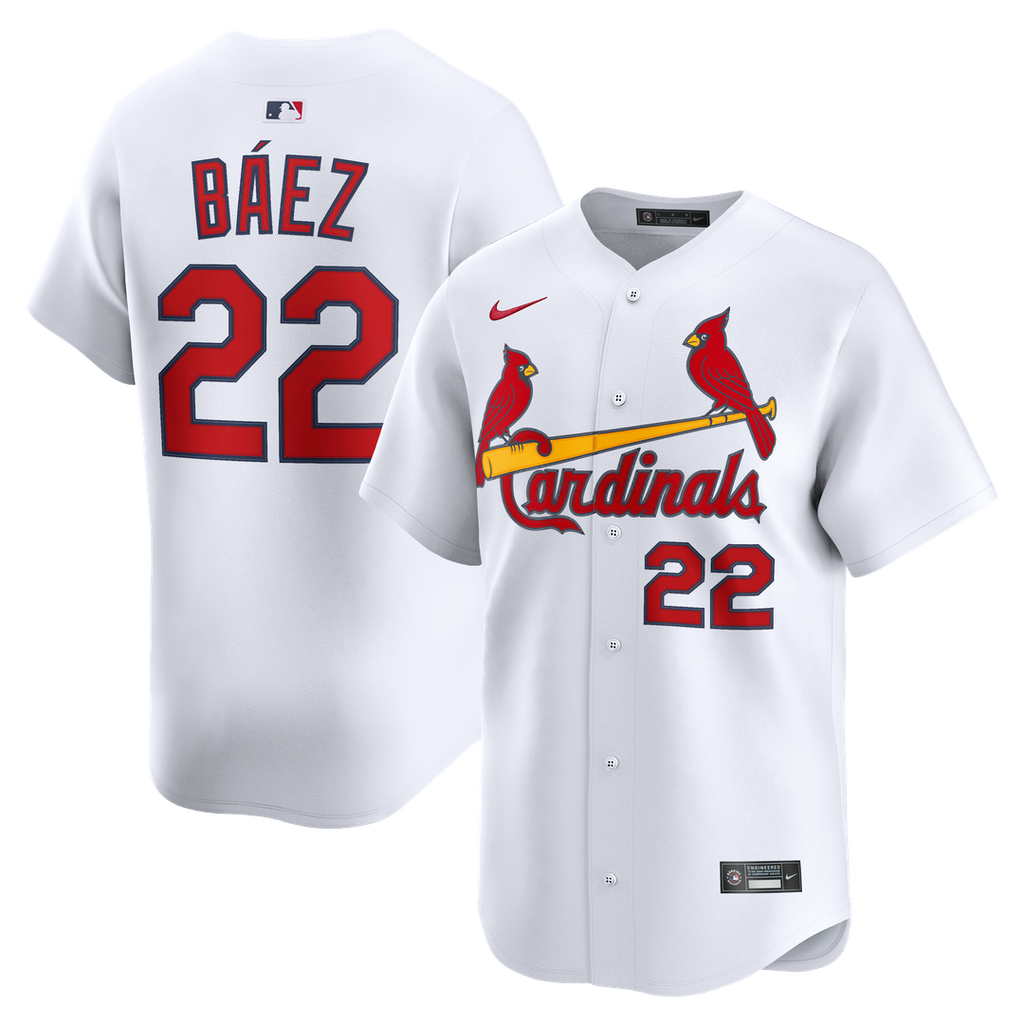 St. Louis Cardinals Joshua Báez Nike White Home Limited Player Jersey product image 1, provided for visual reference and