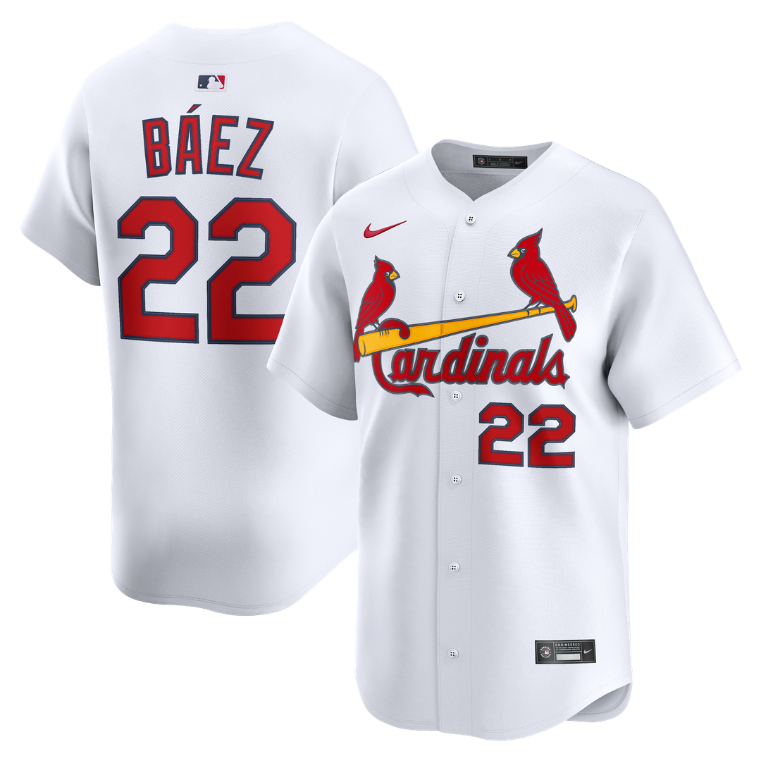 St. Louis Cardinals Joshua Báez Nike White Home Limited Player Jersey product image 1, provided for visual reference and