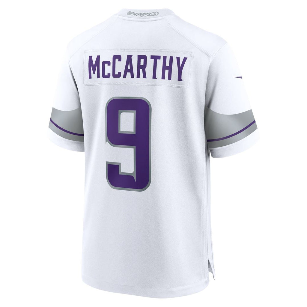 Minnesota Vikings J.J. McCarthy Nike White Alternate Game Player Jersey product image 6, provided for visual reference and