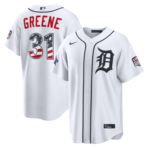 2026 All-Star Edition Stars & Stripes Detroit Tigers Riley Greene Nike White Stadium Jersey product image 1, provided for