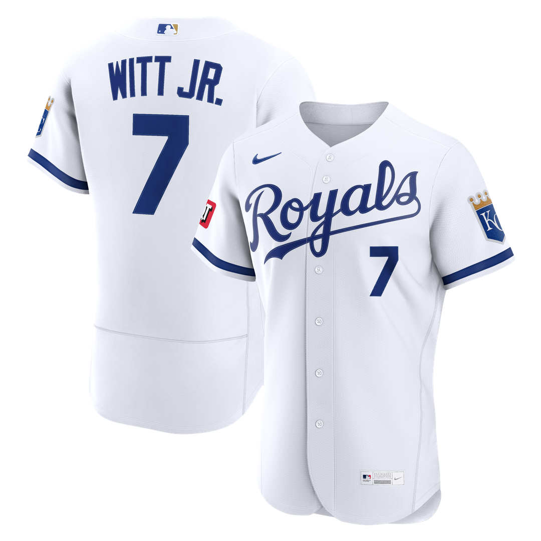 Kansas City Royals Bobby Witt Jr. Nike White Home Authentic Sponsor Patch Jersey product image 4, provided for visual