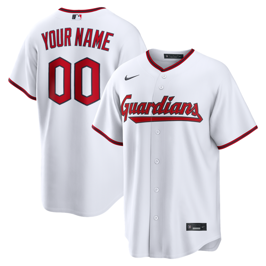 Cleveland Guardians Nike White Home Replica Custom Jersey product image 1, provided for visual reference and product detail