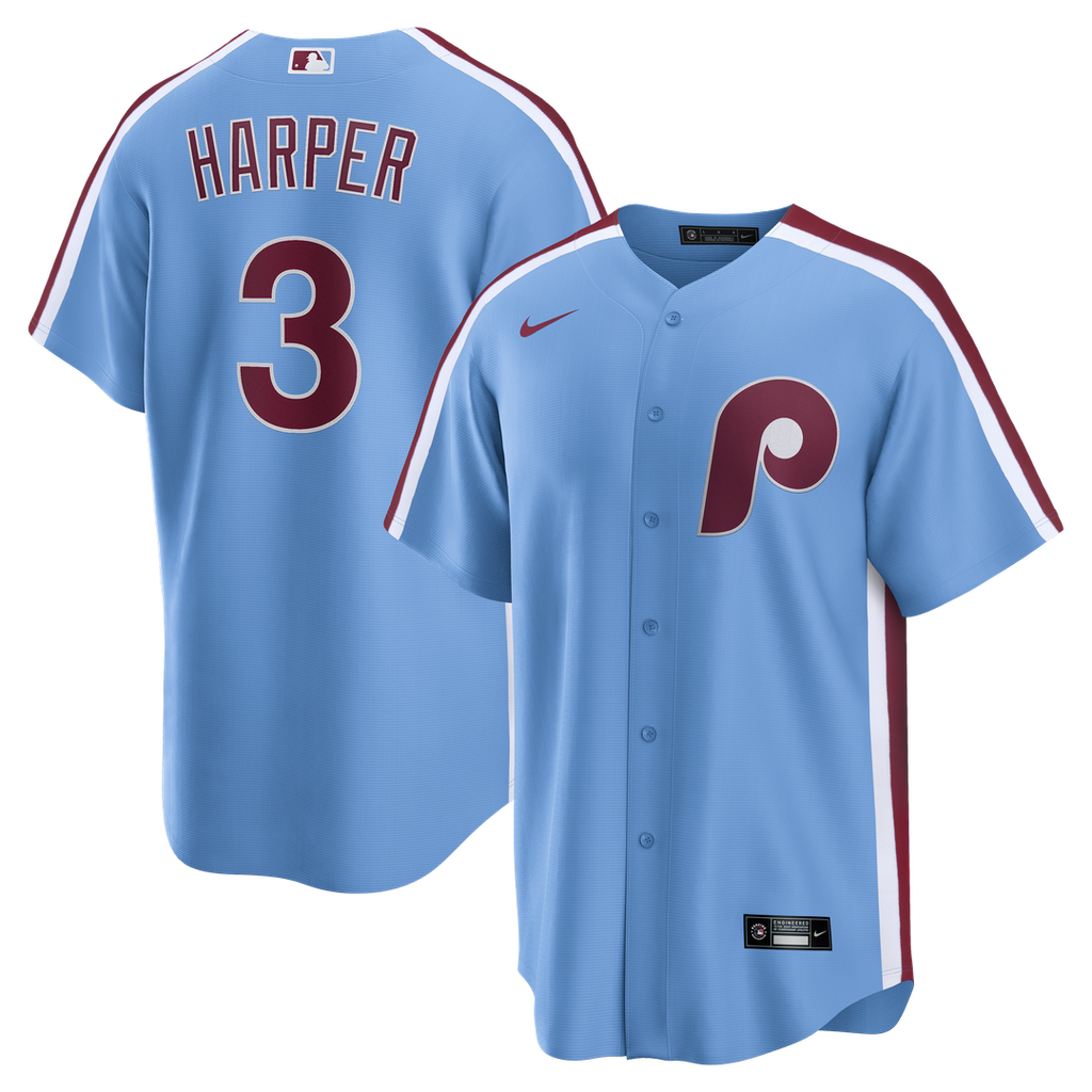 Philadelphia Phillies Bryce Harper Nike Light Blue Alternate Replica Jersey product image 1, provided for visual reference