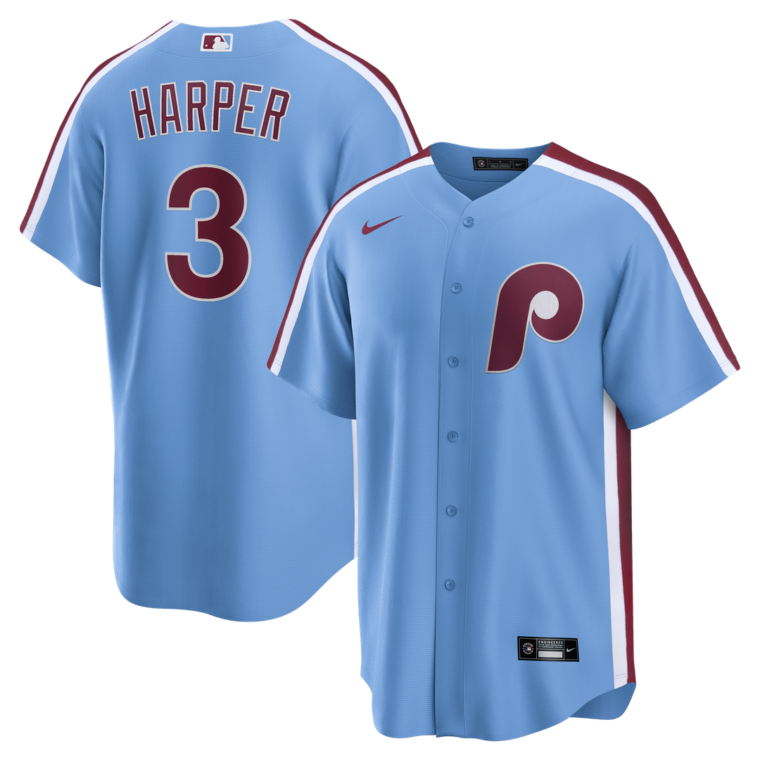 Philadelphia Phillies Bryce Harper Nike Light Blue Alternate Replica Jersey product image 1, provided for visual reference