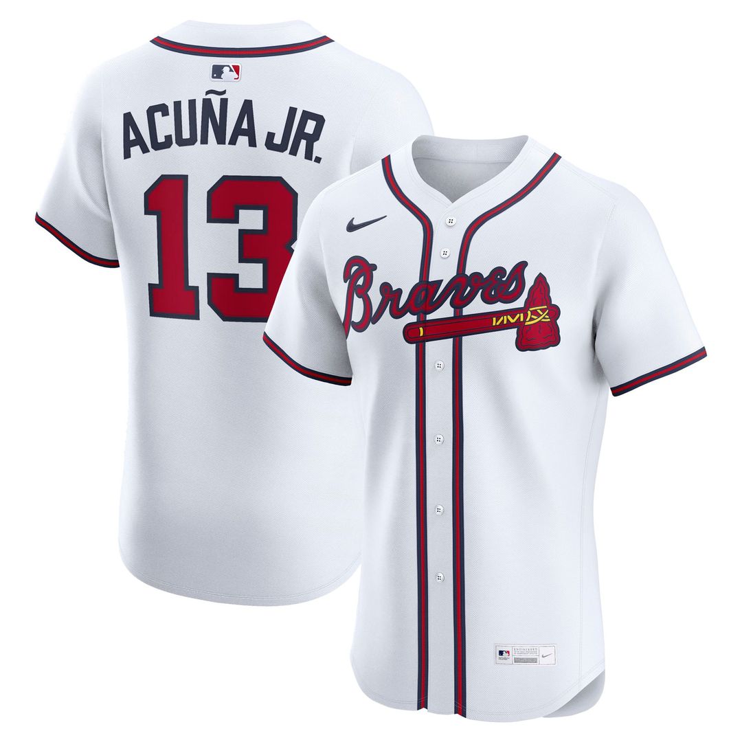 Atlanta Braves Ronald Acuña Jr. Nike White Home Elite Player Jersey product image 4, provided for visual reference and