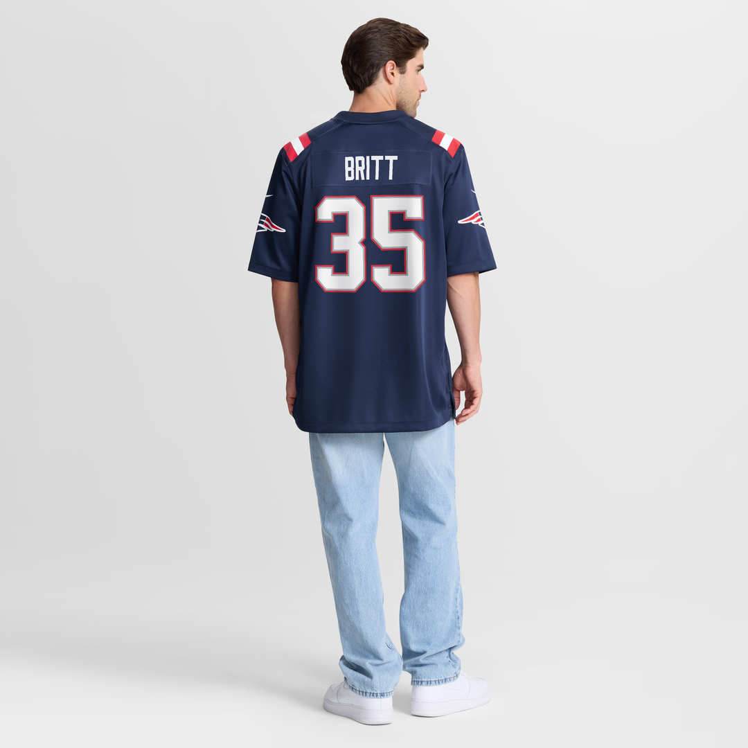 New England Patriots K.J. Britt Nike Navy Team Game Jersey product image 3, provided for visual reference and product detail