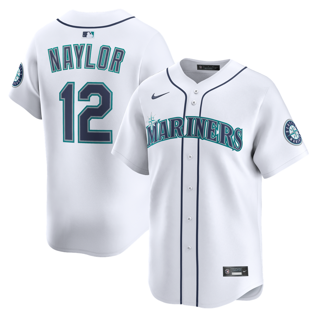 Seattle Mariners Josh Naylor Nike White Home Limited Jersey product image 1, provided for visual reference and product