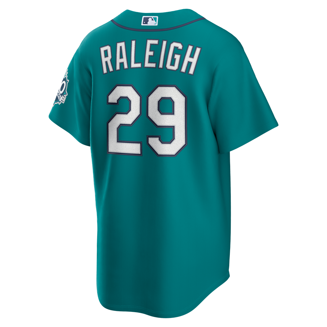 Seattle Mariners Cal Raleigh Nike Teal Alternate 50th Season Patch Stadium Jersey product image 3, provided for visual