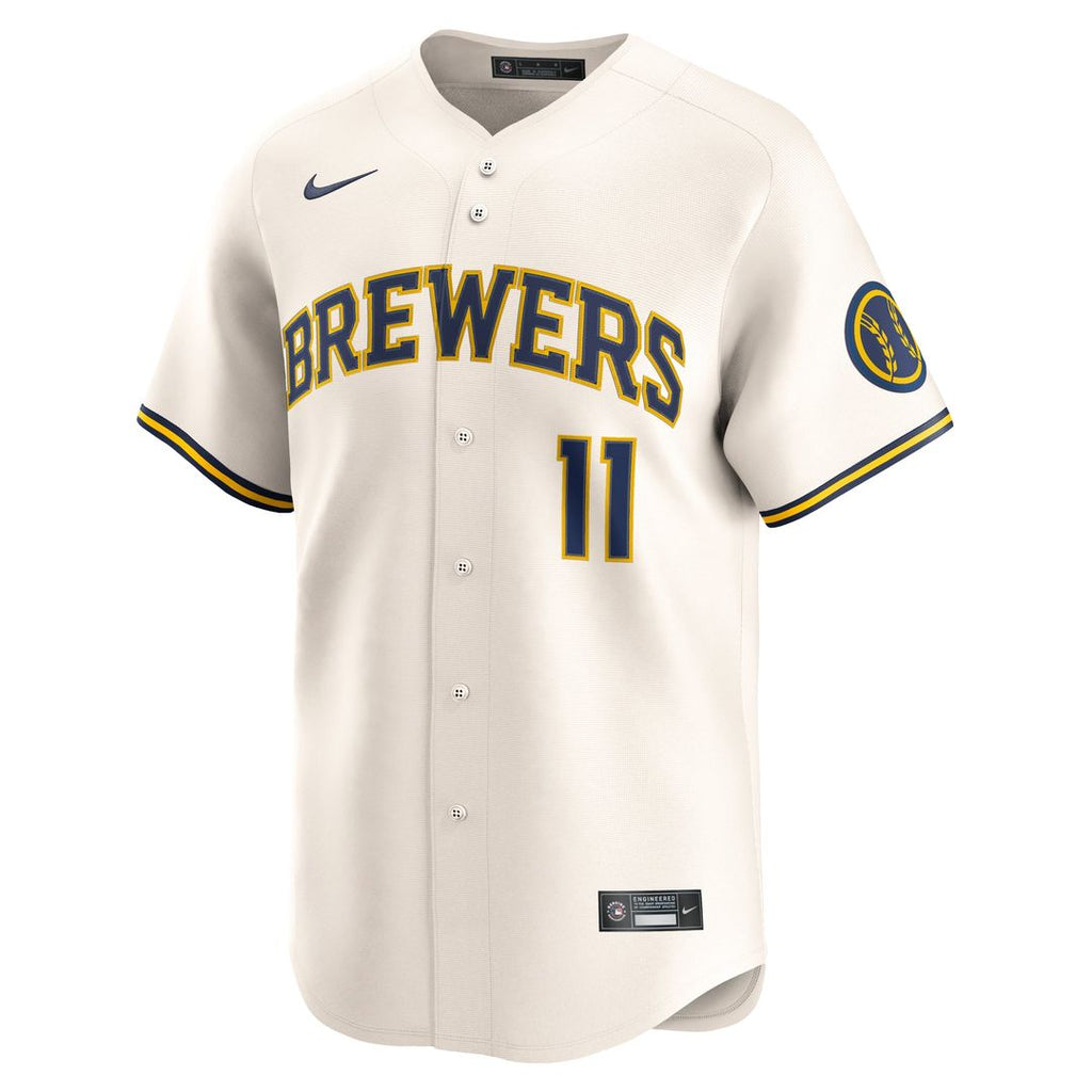 Milwaukee Brewers Jackson Chourio Nike Cream Home Limited Jersey product image 2, provided for visual reference and product