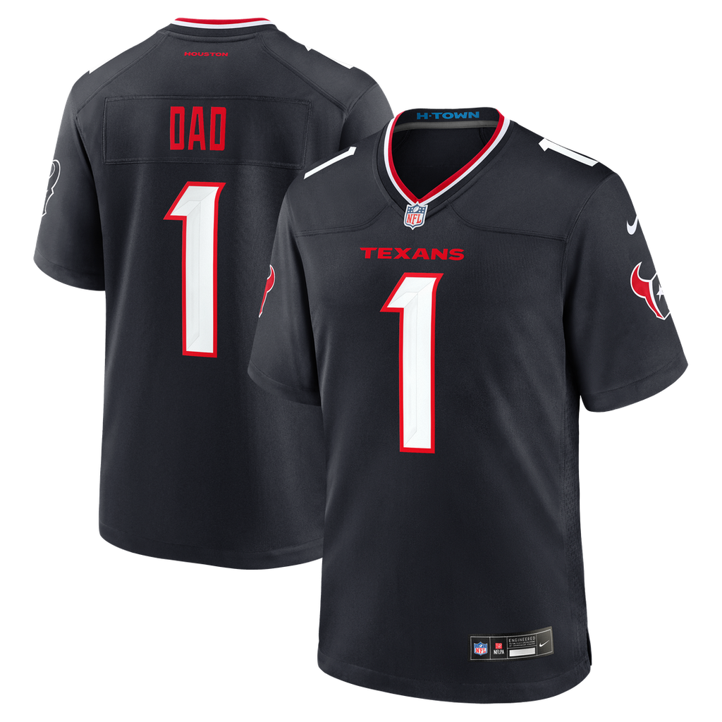 Houston Texans Nike Navy #1 Dad Game Jersey product image 1, provided for visual reference and product detail review