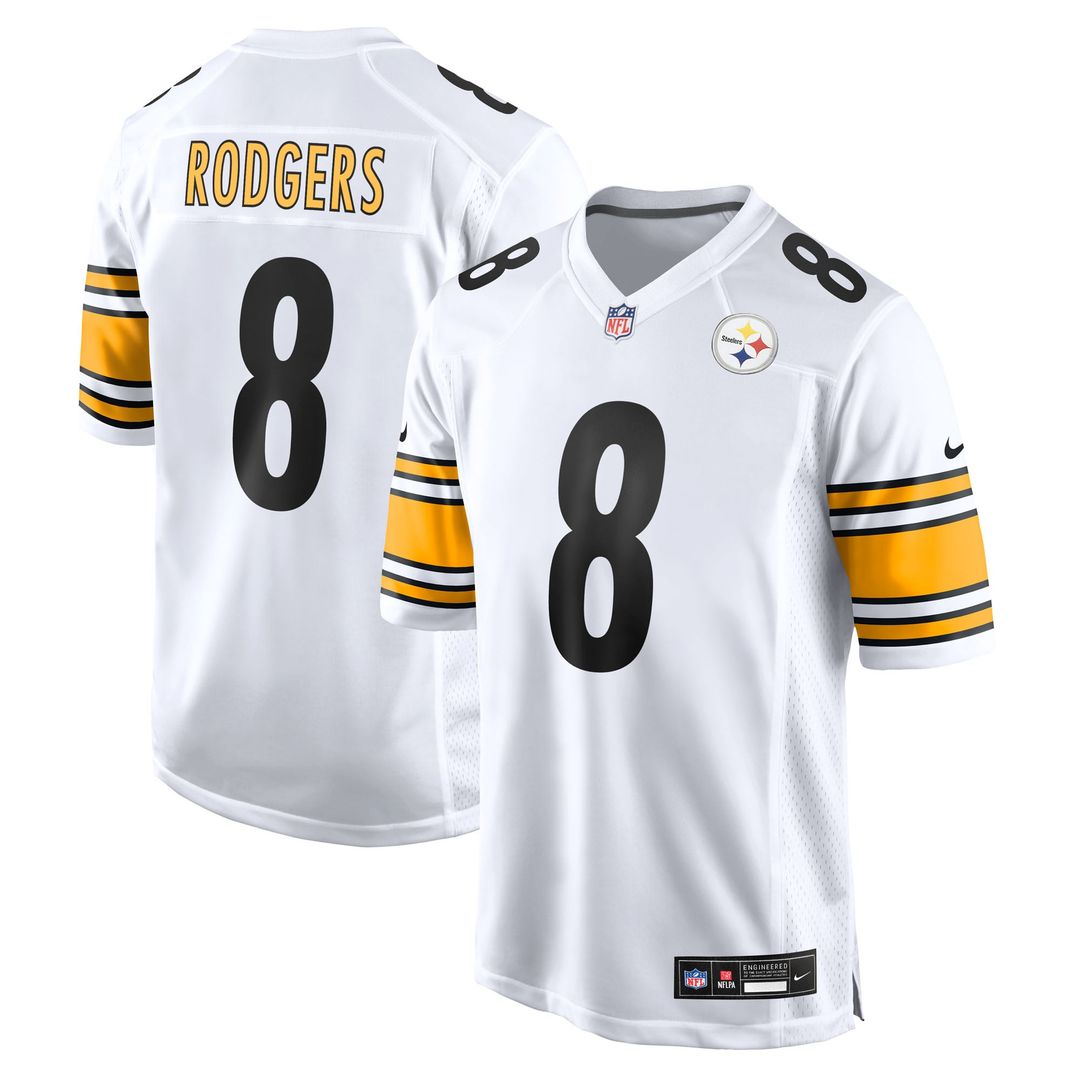 Pittsburgh Steelers Aaron Rodgers Nike White Game Jersey product image 1, provided for visual reference and product detail