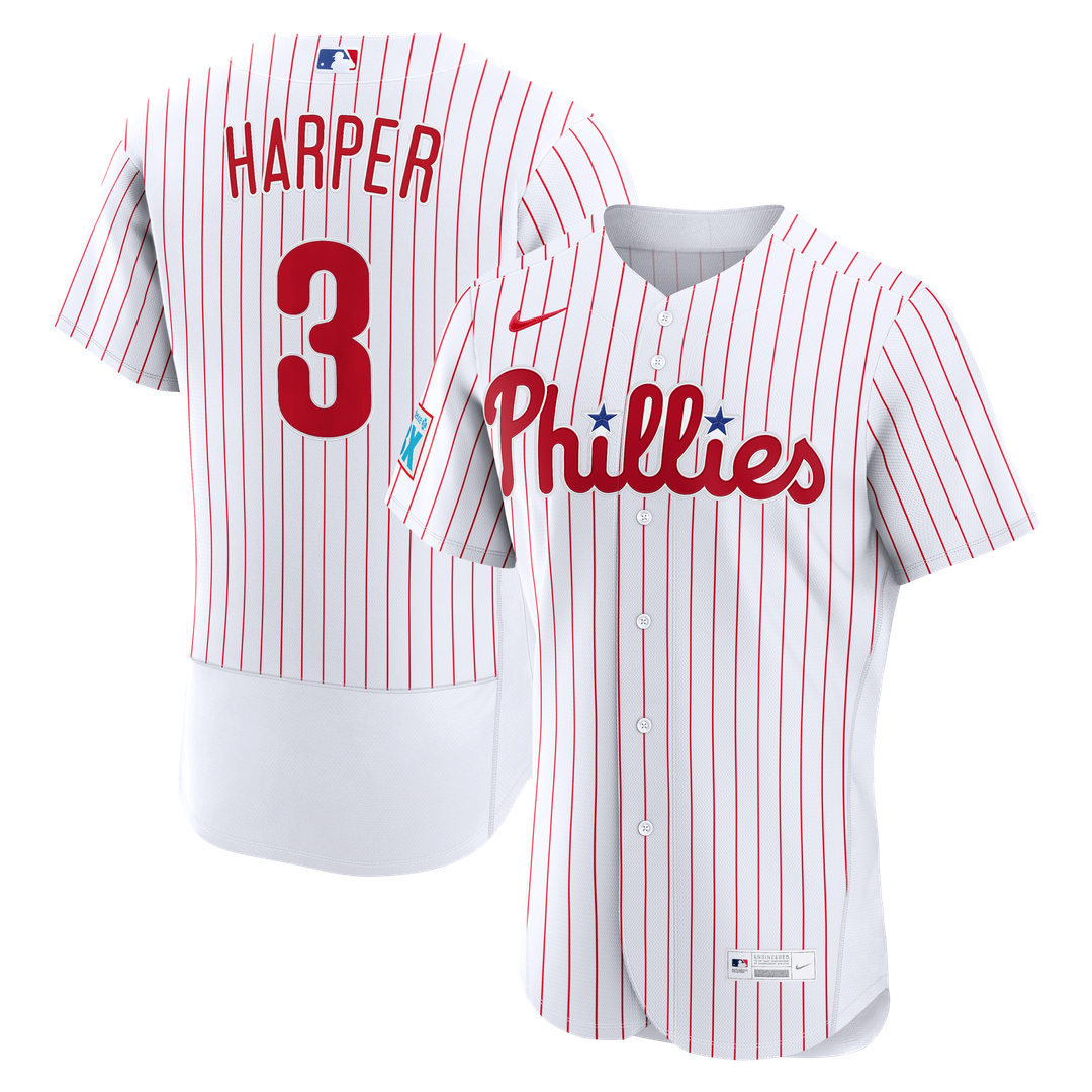 Philadelphia Phillies Bryce Harper Nike White Home Authentic Sponsor Patch Jersey product image 1, provided for visual
